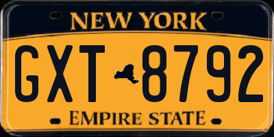 NY license plate GXT8792