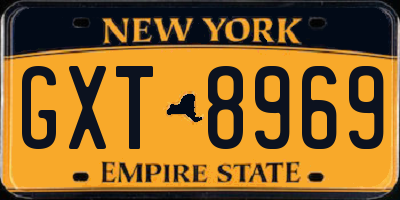 NY license plate GXT8969