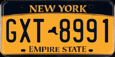 NY license plate GXT8991