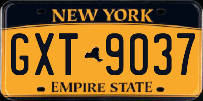 NY license plate GXT9037