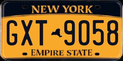 NY license plate GXT9058