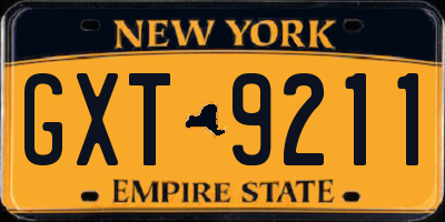 NY license plate GXT9211