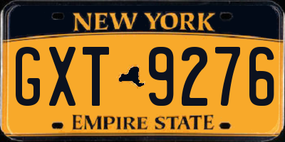 NY license plate GXT9276