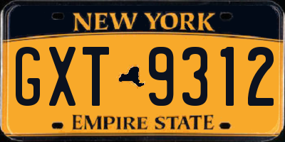 NY license plate GXT9312
