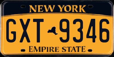 NY license plate GXT9346