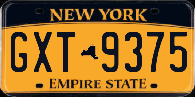 NY license plate GXT9375