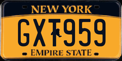 NY license plate GXT959