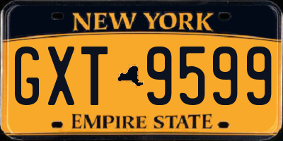 NY license plate GXT9599