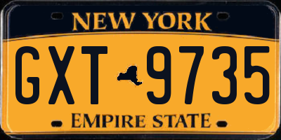 NY license plate GXT9735
