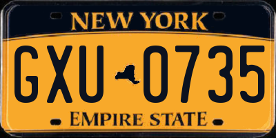NY license plate GXU0735