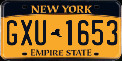 NY license plate GXU1653