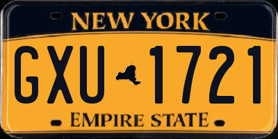 NY license plate GXU1721
