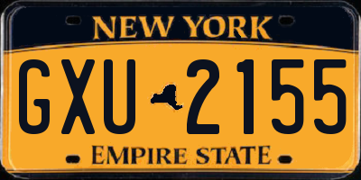 NY license plate GXU2155