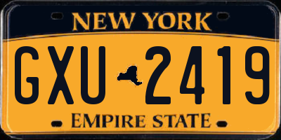 NY license plate GXU2419