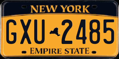 NY license plate GXU2485