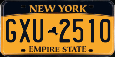 NY license plate GXU2510