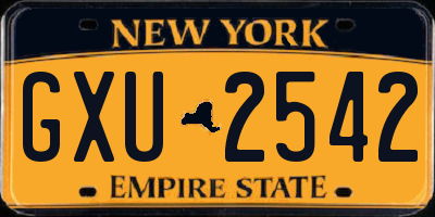 NY license plate GXU2542