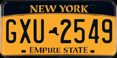 NY license plate GXU2549