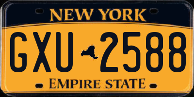 NY license plate GXU2588