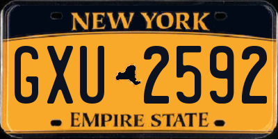 NY license plate GXU2592
