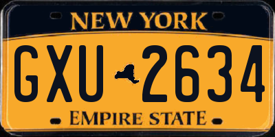 NY license plate GXU2634