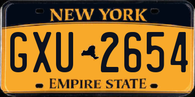 NY license plate GXU2654