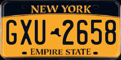 NY license plate GXU2658