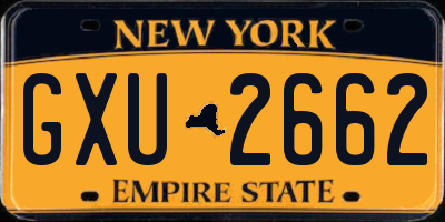 NY license plate GXU2662