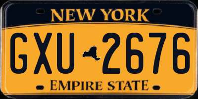 NY license plate GXU2676