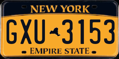 NY license plate GXU3153