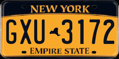 NY license plate GXU3172
