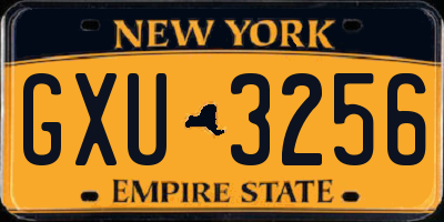 NY license plate GXU3256