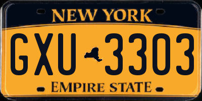 NY license plate GXU3303