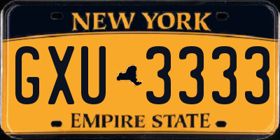 NY license plate GXU3333