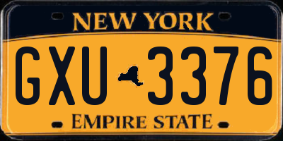 NY license plate GXU3376