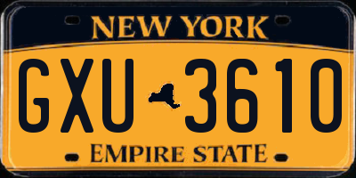 NY license plate GXU3610