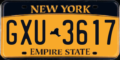 NY license plate GXU3617