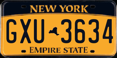 NY license plate GXU3634