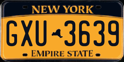 NY license plate GXU3639