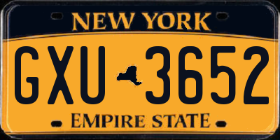 NY license plate GXU3652