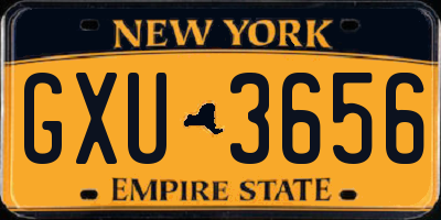 NY license plate GXU3656