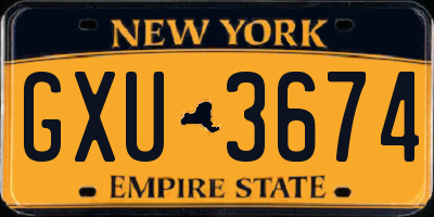 NY license plate GXU3674