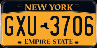 NY license plate GXU3706