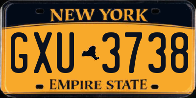 NY license plate GXU3738