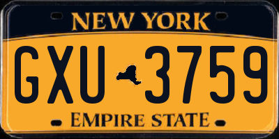 NY license plate GXU3759