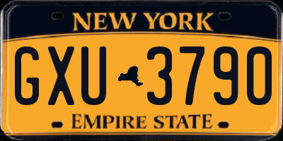 NY license plate GXU3790