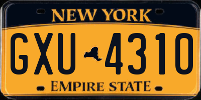 NY license plate GXU4310