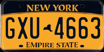NY license plate GXU4663