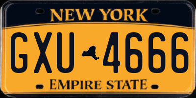 NY license plate GXU4666