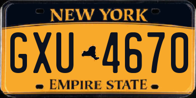 NY license plate GXU4670